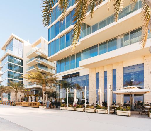 Eats for miles: Coastal neighborhood Mamsha Al Saadiyat's waterfront promenade doubles as a restaurant strip.